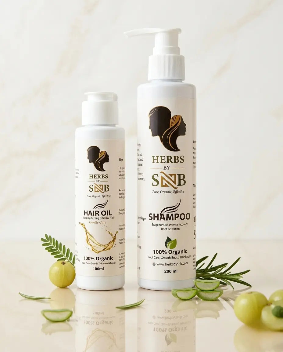 Herbs by SNB Herbal Shampoo & Hair Oil Combo – Organic Hair Care for Strong, Shiny & Healthy-Looking Hair